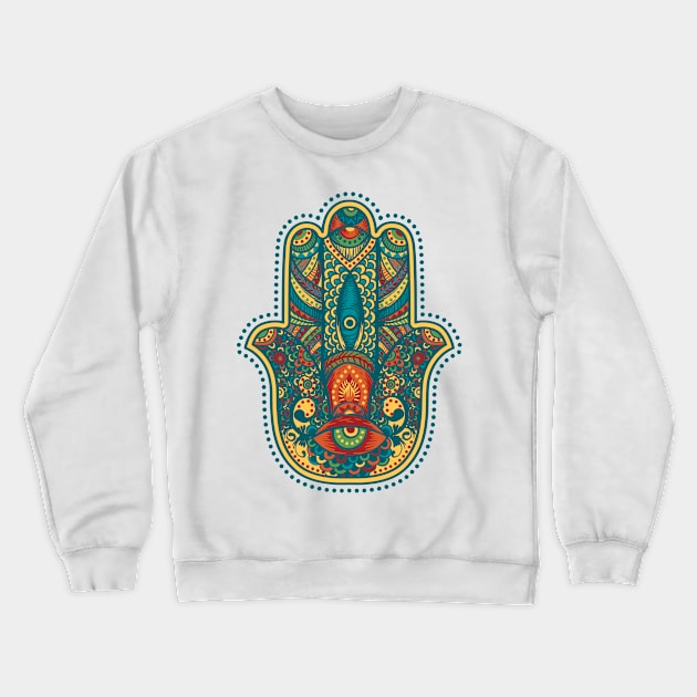 Colorful Hamsa Crewneck Sweatshirt by TomCage